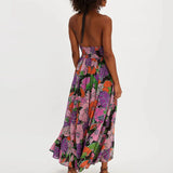 Floral Halter Maxi Dress for Women - Lightweight Beachwear Summer Dress