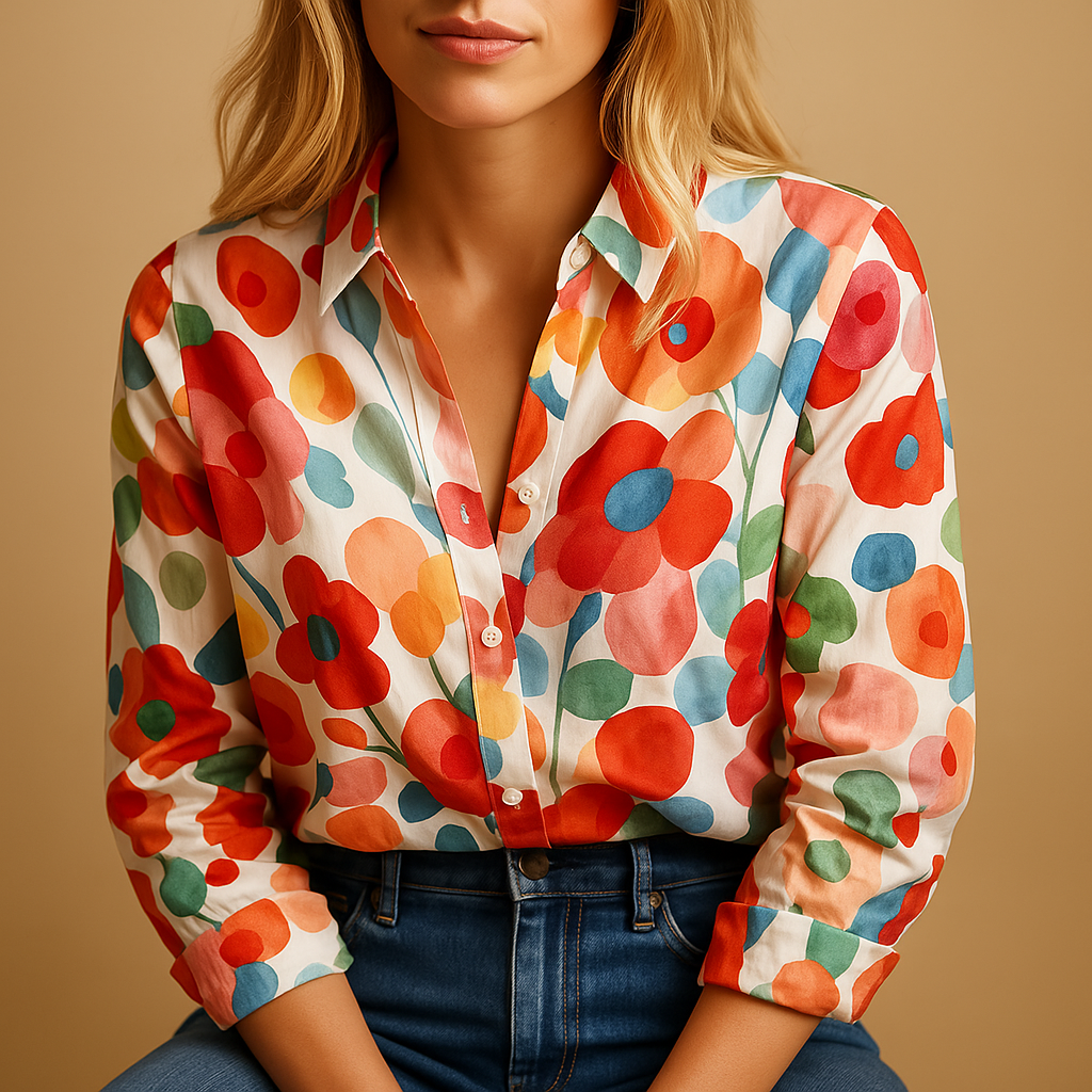 Floral Lightweight Women's Blouse | Breathable Fabric | Casual Spring and Summer Top