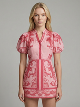 Floral Linen Cocktail Dress - Organic Fabric - Summer Style for Casual Events