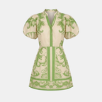 Floral Linen Cocktail Dress - Organic Fabric - Summer Style for Casual Events