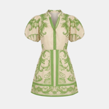 Floral Linen Cocktail Dress - Organic Fabric - Summer Style for Casual Events