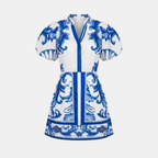 Floral Linen Cocktail Dress - Organic Fabric - Summer Style for Casual Events