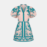 Floral Linen Cocktail Dress - Organic Fabric - Summer Style for Casual Events