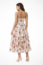 Floral Midi Dress for Women | Corset Style | Wedding Guest Attire