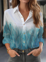 Floral Print Long Sleeve Blouse for Women - Button Down Casual Top