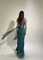 Floral Maxi Dress in Soft Fabric - Monet-Inspired for Summer Parties