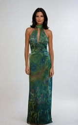 Floral Maxi Dress in Soft Fabric - Monet-Inspired for Summer Parties