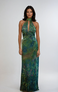 Floral Maxi Dress in Soft Fabric - Monet-Inspired for Summer Parties