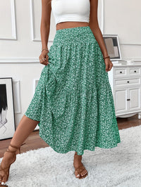 Floral Print Midi Skirt - Lightweight Fabric - Casual Everyday Wear