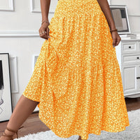 Floral Print Midi Skirt - Lightweight Fabric - Casual Everyday Wear