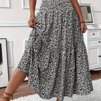 Floral Print Midi Skirt - Lightweight Fabric - Casual Everyday Wear