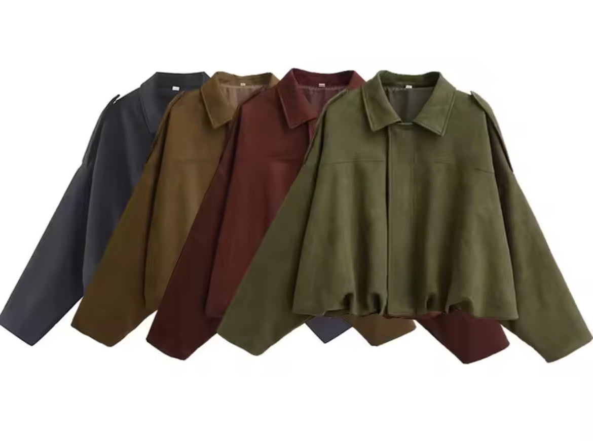 Oversized Pocket Jacket in Suede Style – Casual Wear, Everyday Outfits