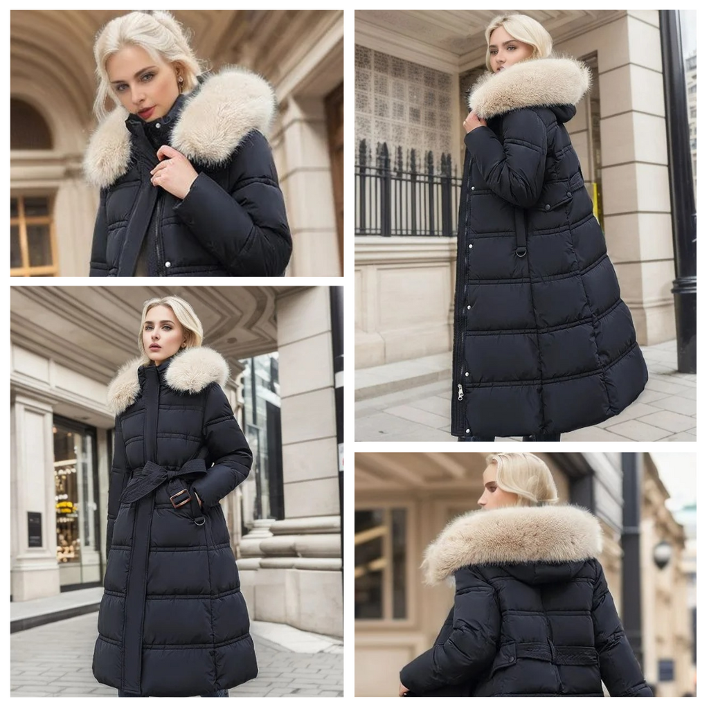 Women's Fur-Hooded Winter Parka – Loose Fit Outdoor Coat