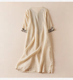 Garden Embroidery Midi Dress in Cotton for Casual Spring Outings