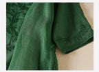 Garden Embroidery Midi Dress in Cotton for Casual Spring Outings