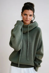 Women's Relaxed Roll Neck Jumper – Soft Knit – Green