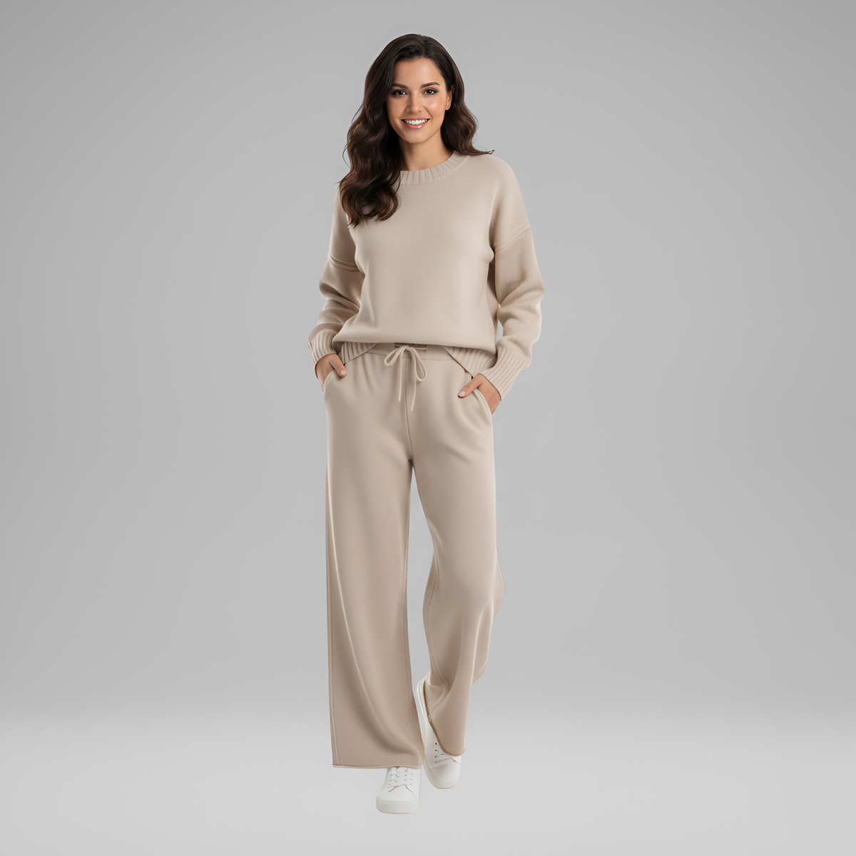 Soft Knit Women's Loungewear Set - Comfortable Casual Outfit for Home Relaxation