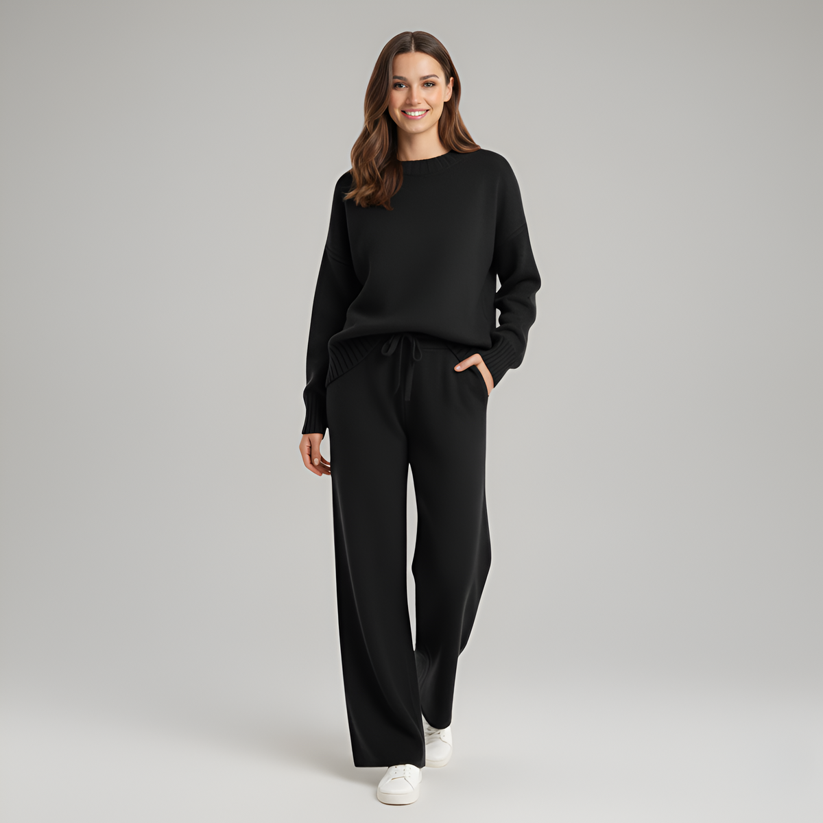 Soft Knit Women's Loungewear Set - Comfortable Casual Outfit for Home Relaxation