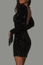 Glitter Open Back Winter Dress for Women - Stylish Evening Wear