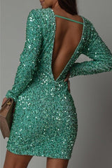 Glitter Open Back Winter Dress for Women - Stylish Evening Wear