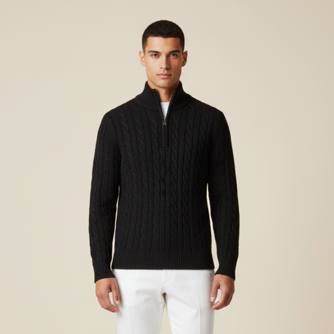 Half Zip Knit Sweater - Cozy Pullover for Casual Fall and Winter Layering - Available in Various Colors