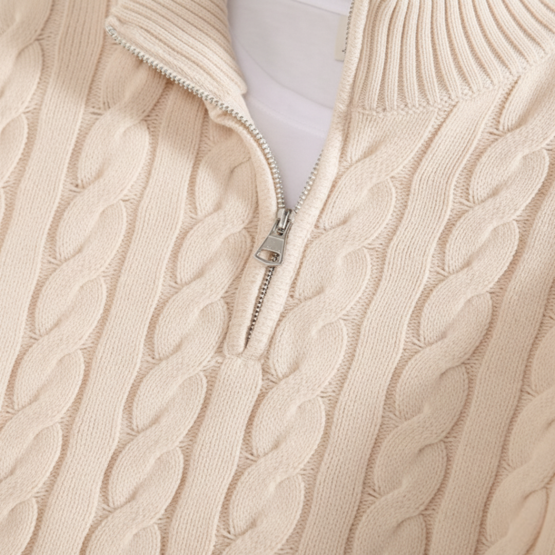 Half Zip Knit Sweater - Cozy Pullover for Casual Fall and Winter Layering - Available in Various Colors
