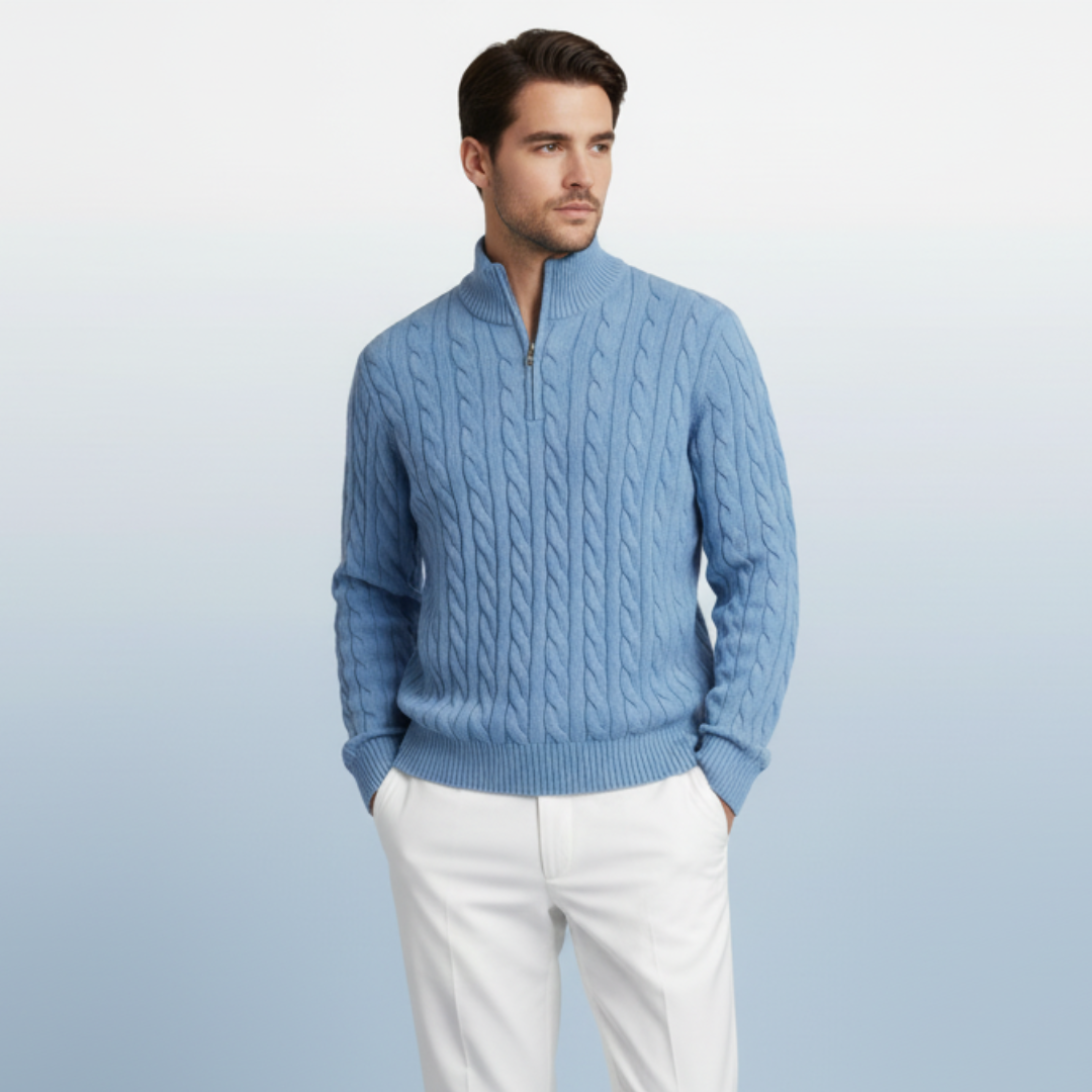 Half Zip Knit Sweater - Cozy Pullover for Casual Fall and Winter Layering - Available in Various Colors