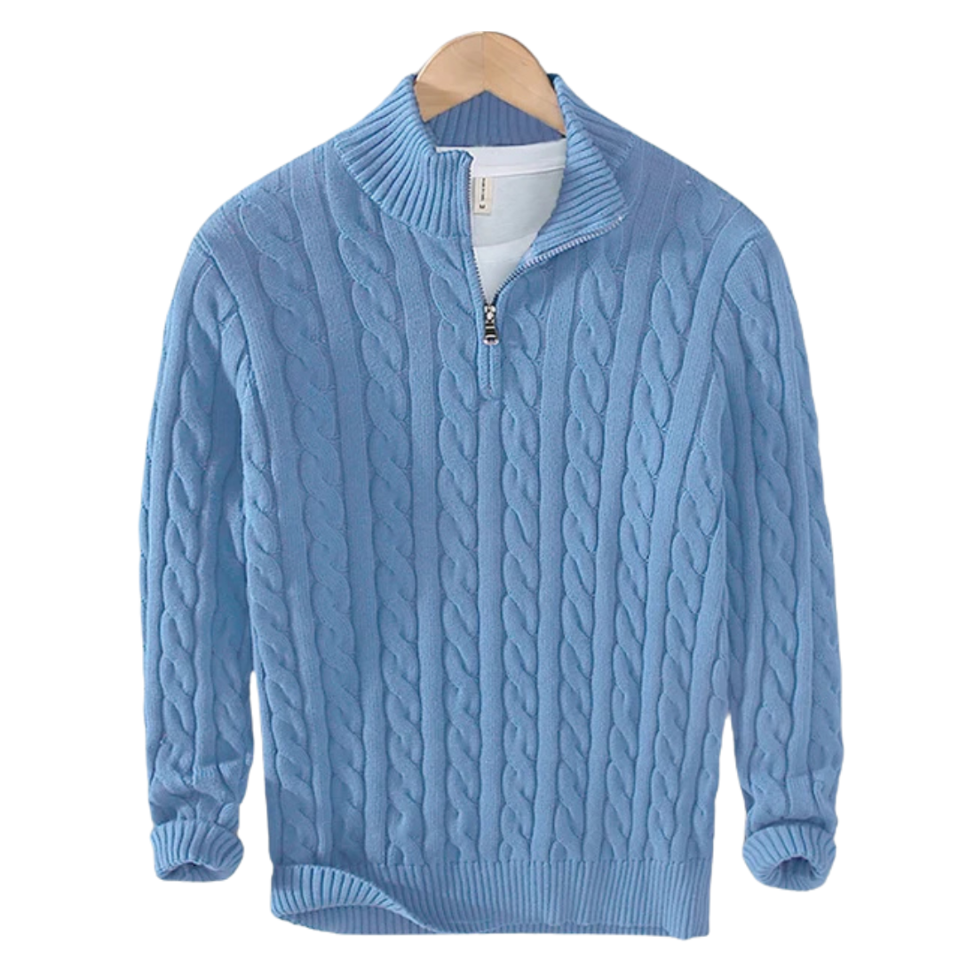 Half Zip Knit Sweater - Cozy Pullover for Casual Fall and Winter Layering - Available in Various Colors