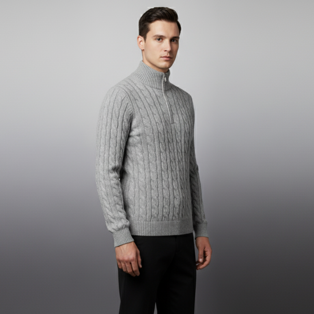 Half Zip Knit Sweater - Cozy Pullover for Casual Fall and Winter Layering - Available in Various Colors