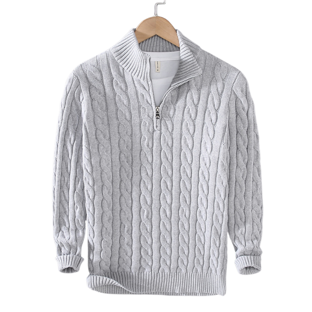 Half Zip Knit Sweater - Cozy Pullover for Casual Fall and Winter Layering - Available in Various Colors
