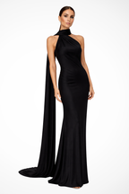 Halter Neck Sleeveless Maxi Dress for Women | Elegant Wedding Guest Attire