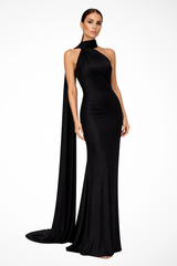 Halter Neck Sleeveless Maxi Dress for Women | Elegant Wedding Guest Attire