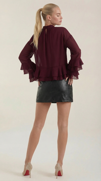 High Mock Neck Sheer Top - Lightweight Fabric - Elegant Layering Piece for Casual or Dressy Occasions