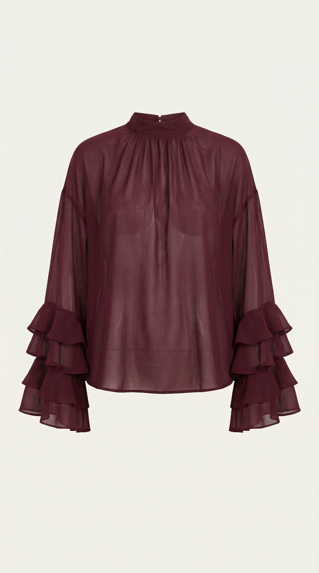 High Mock Neck Sheer Top - Lightweight Fabric - Elegant Layering Piece for Casual or Dressy Occasions