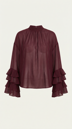 High Mock Neck Sheer Top - Lightweight Fabric - Elegant Layering Piece for Casual or Dressy Occasions