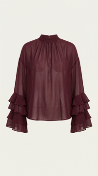 High Mock Neck Sheer Top - Lightweight Fabric - Elegant Layering Piece for Casual or Dressy Occasions