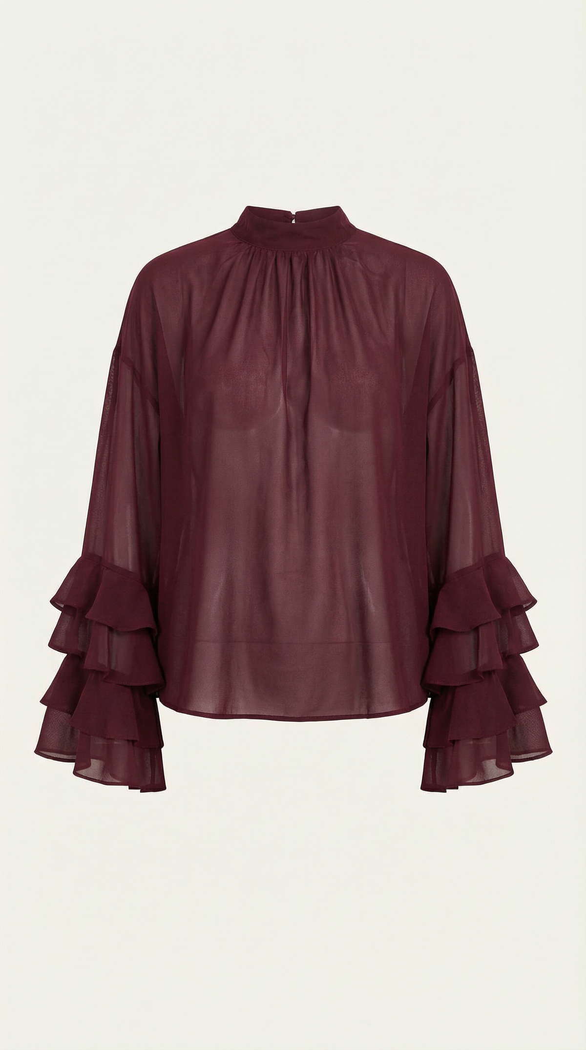 High Mock Neck Sheer Top - Lightweight Fabric - Elegant Layering Piece for Casual or Dressy Occasions