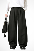 High Waist Pleated Wide Leg Trousers with Adjustable Belt for Men