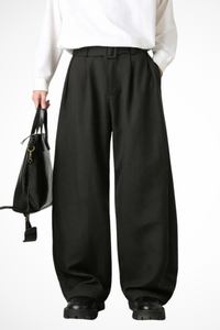 High Waist Pleated Wide Leg Trousers with Adjustable Belt for Men