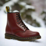 Unisex Lace-Up Boots with Padded Insole – Burgundy
