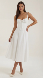 Jade Laced Midi Dress - Elegant Casual Wear for Women - Perfect for Parties and Events