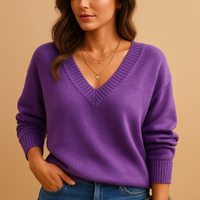 Knitted V-Neck Sweater for Women | Comfortable Fabric | Casual Everyday Wear
