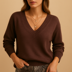 Knitted V-Neck Sweater for Women | Comfortable Fabric | Casual Everyday Wear