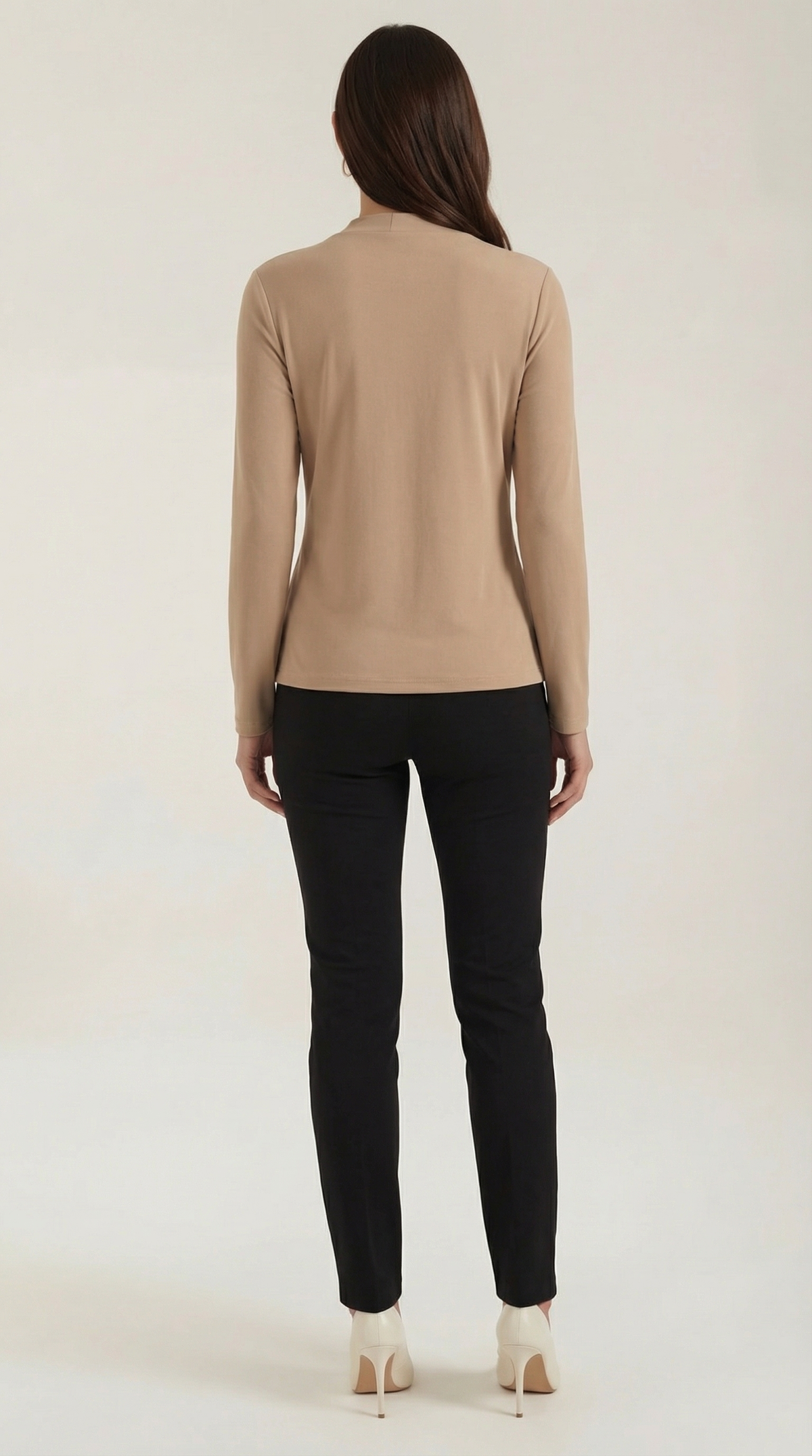 Knotted Mock Neck Blouse in Lightweight Fabric for Casual or Office Wear