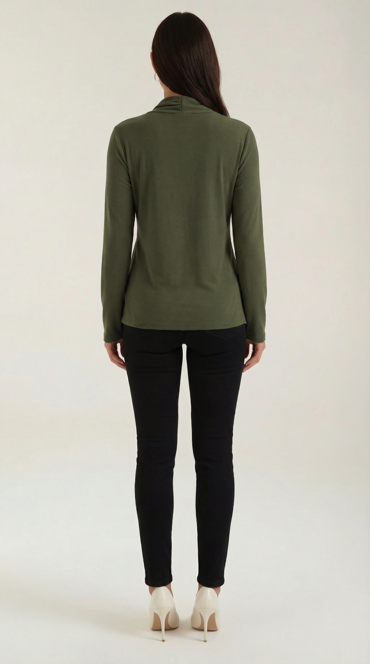 Knotted Mock Neck Blouse in Lightweight Fabric for Casual or Office Wear