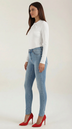 Knotted Mock Neck Blouse in Lightweight Fabric for Casual or Office Wear