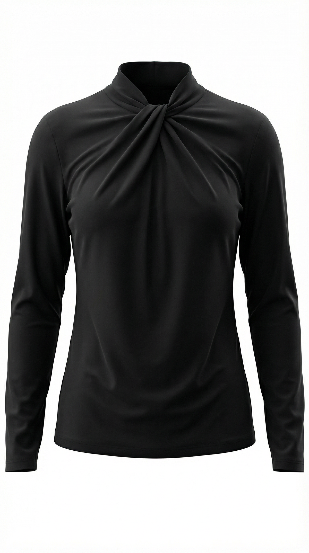 Knotted Mock Neck Blouse in Lightweight Fabric for Casual or Office Wear