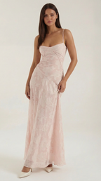 Lace Maxi Dress for Women - Elegant Floral Design - Perfect for Formal Events and Special Occasions