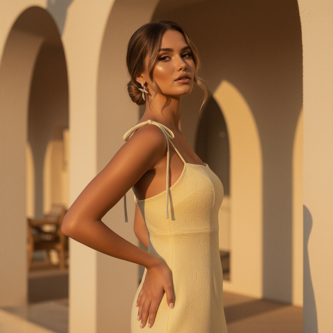 Lemon Floral Jacquard Maxi Dress for Women - Elegant Summer Wear