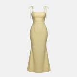 Lemon Floral Jacquard Maxi Dress for Women - Elegant Summer Wear